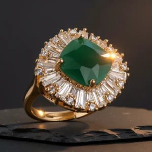 Jean Beau Gold-Tone Rhinestone Statement Adjustable Ring for Women
