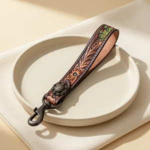 American Darling Hand Tooled Genuine Leather Handle Strap for Wristlet