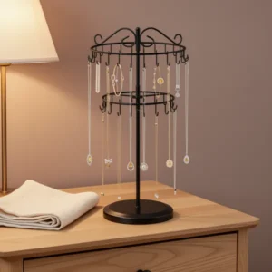 iDavosic.ly 2 Tier Rotating Necklace Holder, Black