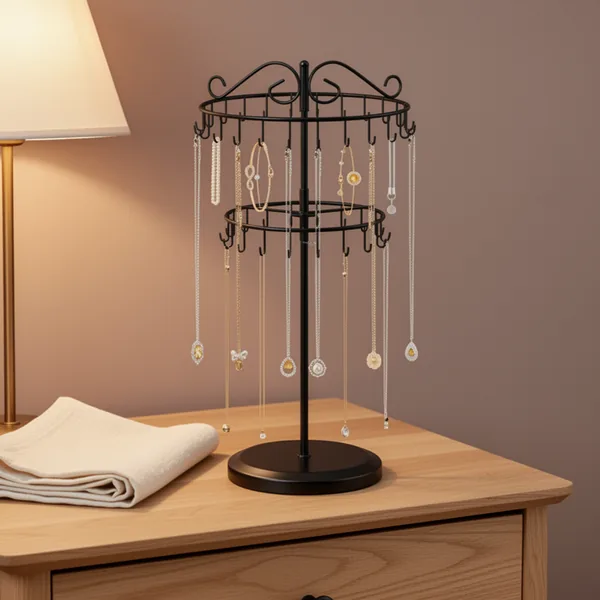 iDavosic.ly 2 Tier Rotating Necklace Holder, Black