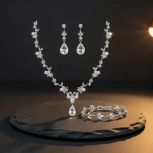 Paxuan Bridal Wedding Elegant Floral Jewelry Set for Women