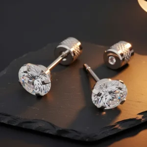 5- Push-in Flat Back Stud Earrings, 6 Pairs