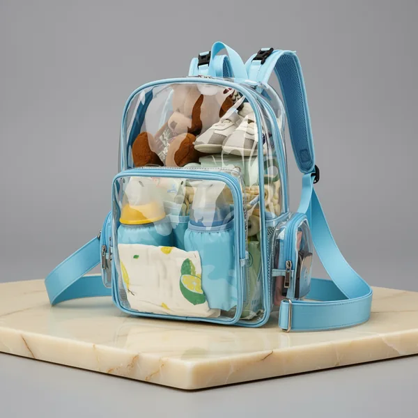 Clear Diaper Bag Backpack, Light Blue