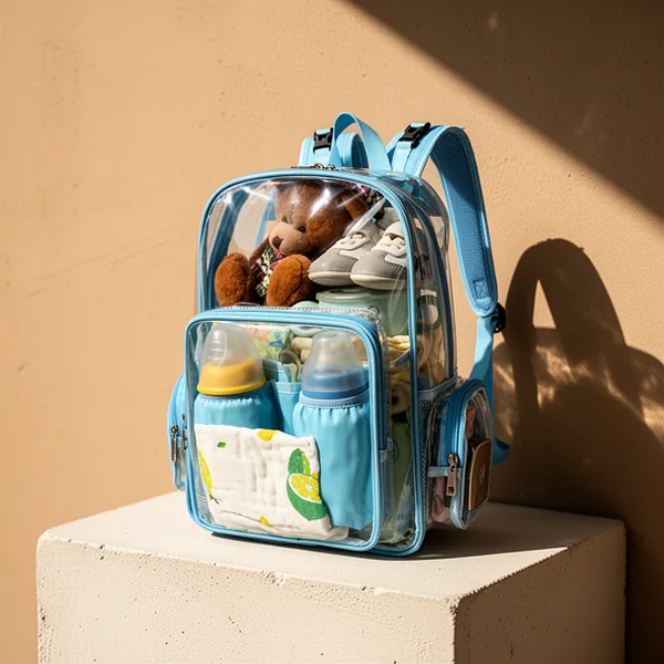 Clear Diaper Bag Backpack, Light Blue