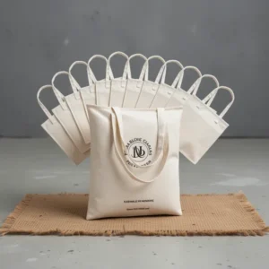 Carbrea Thin Canvas Tote Bags, 12-Pack, Beige