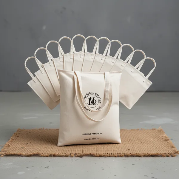 Carbrea Thin Canvas Tote Bags, 12-Pack, Beige