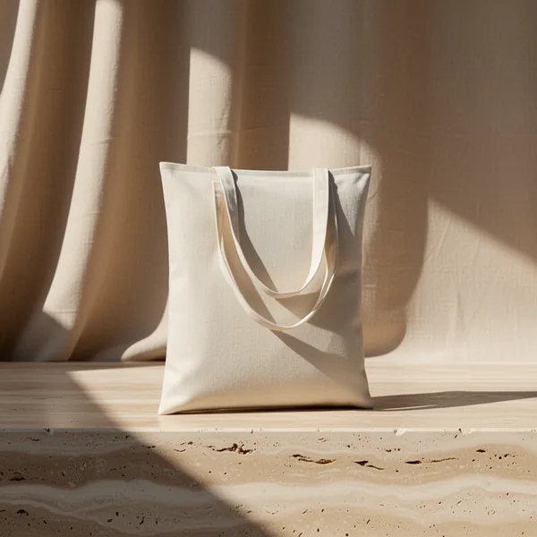 Carbrea Thin Canvas Tote Bags, 12-Pack, Beige