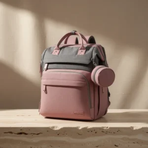 DERJUNSTAR Baby Diaper Bag Backpack with Changing Station, Pink