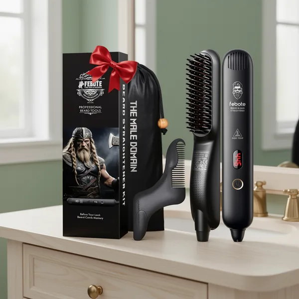 Heated Ionic Hair Straightening Brush for Men