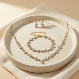 Unicra Bride Crystal Necklace Earrings Set