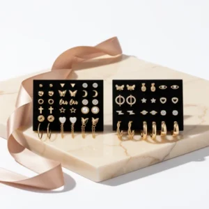 Gold-Tone Hoop Earrings, 18 Pairs