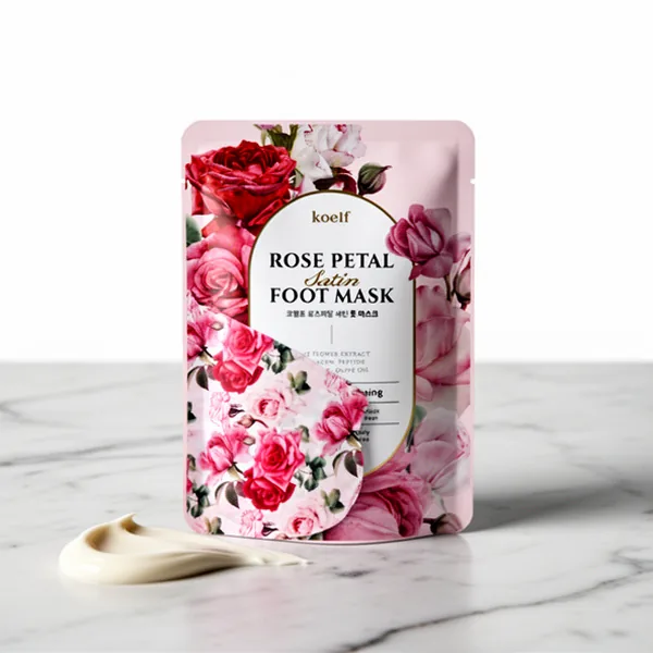 koelf Rose Petal Satin Foot Mask, 5 Pairs