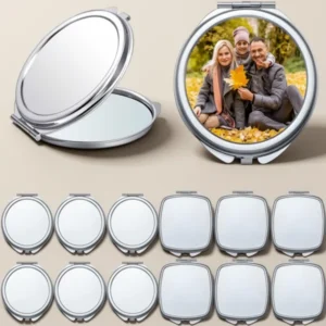 Jetec Sublimation Blanks Compact Mirror, 12 Pieces