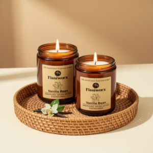 Fissiworx Vanilla Scented Candle, 15 oz, 2-Pack