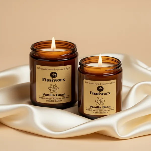 Fissiworx Vanilla Scented Candle, 15 oz, 2-Pack