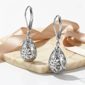 Silver-Tone Teardrop Filigree Dangle Earrings