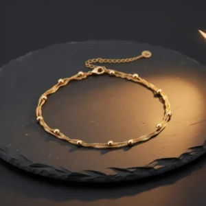 PAVOI Dainty Chain Anklet, Yellow Gold Tone