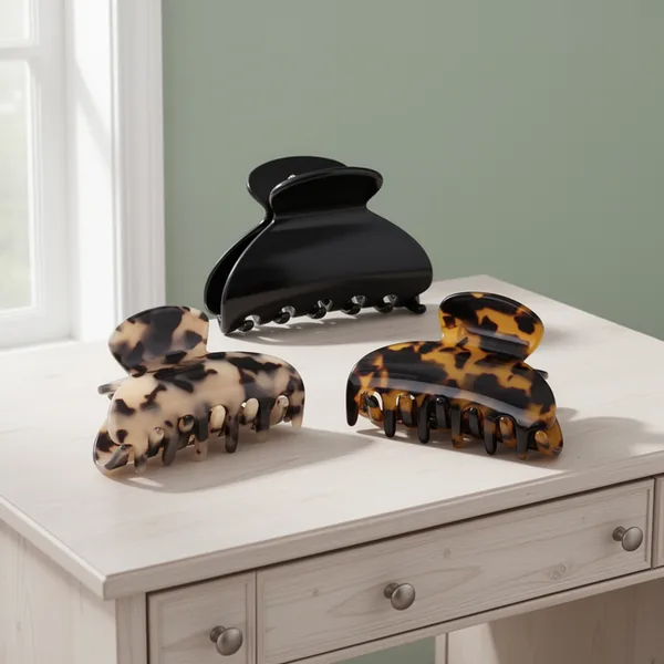 Medium Claw Hair Clips for Women, 3-Pack
