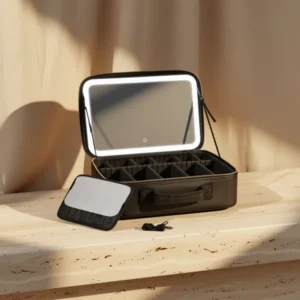 Upgraded Large Travel Makeup Bag with LED Mirror