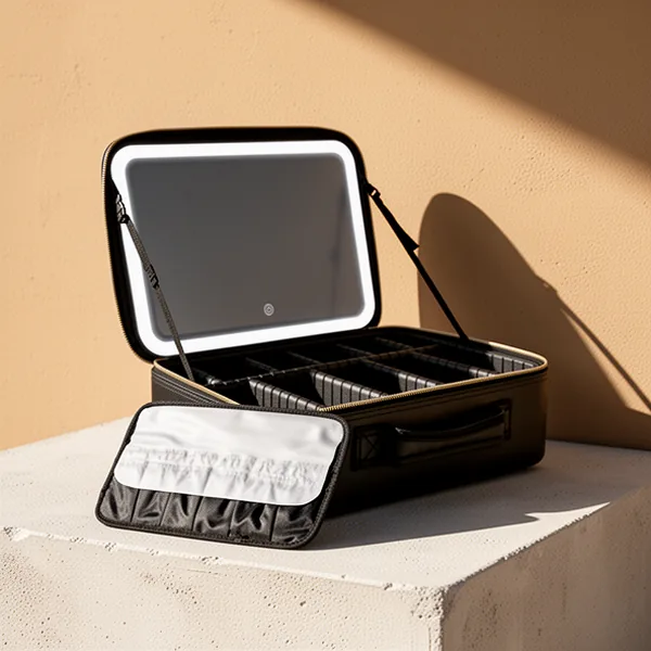 Upgraded Large Travel Makeup Bag with LED Mirror