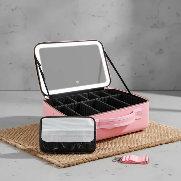 15''X11'' Large Capacity Makeup Bag with LED Mirror