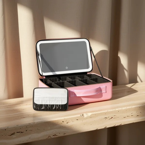 15''X11'' Large Capacity Makeup Bag with LED Mirror