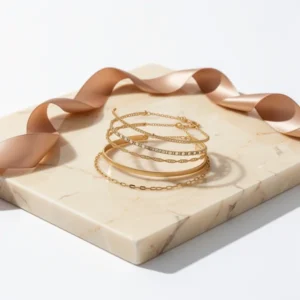 iF You Gold-Tone Ankle Bracelets for Women, 5 Pieces