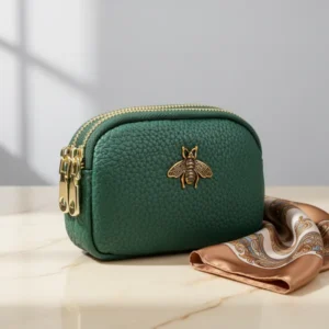 WOZEAH Leather Coin Purse for Women, Green