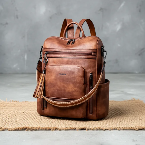 Shrrie Vegan Leather Laptop Backpack for Women, 15.6-Inch