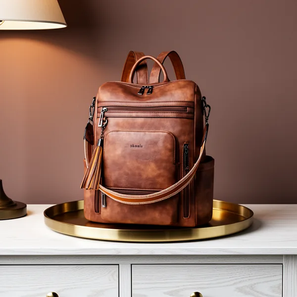 Shrrie Vegan Leather Laptop Backpack for Women, 15.6-Inch