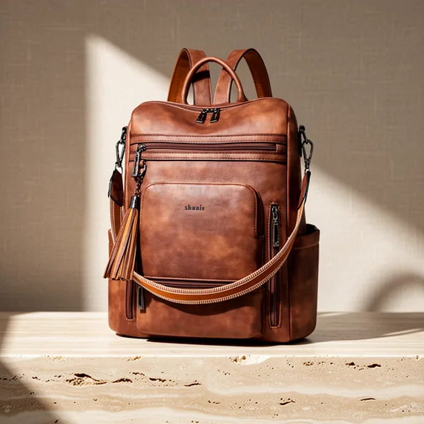 Shrrie Vegan Leather Laptop Backpack for Women, 15.6-Inch