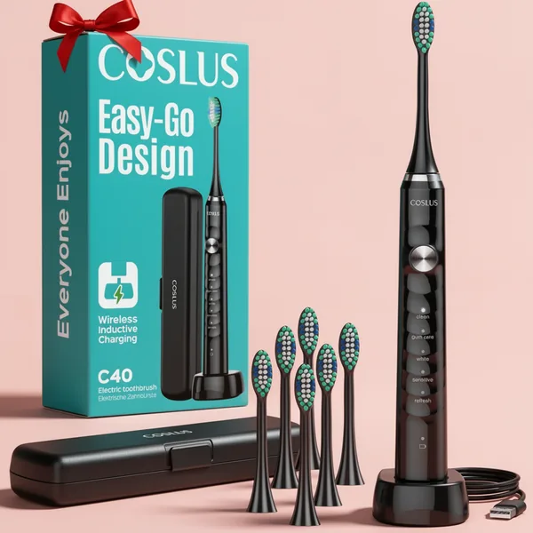 COSLUS C40 Sonic Electric Toothbrush, Black
