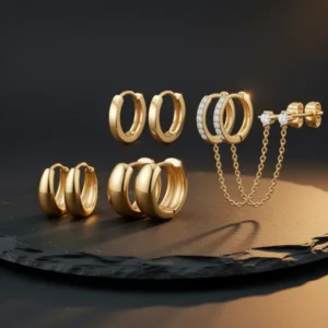BESTEEL Small Stud Hoop Earrings, 13 Pairs
