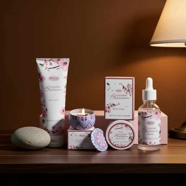 Japanese Cherry Blossom Bath and Body Gift Set, 7 Pieces