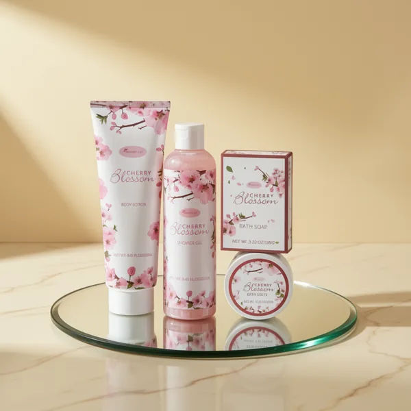 Japanese Cherry Blossom Bath and Body Gift Set, 7 Pieces