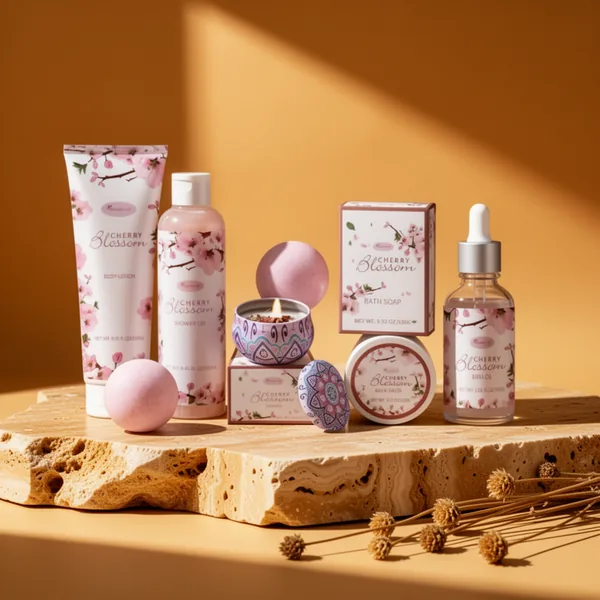 Japanese Cherry Blossom Bath and Body Gift Set, 7 Pieces
