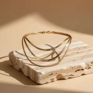 18K Gold Plated Layered Herringbone Necklaces for Women