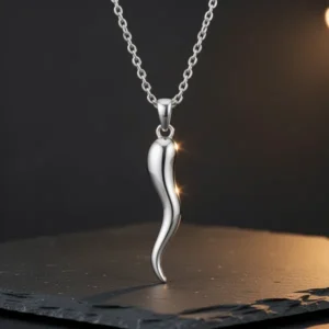 Rnivida 925 Sterling Silver Italian Horn Necklace
