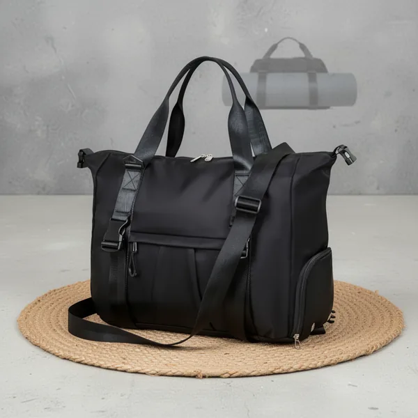 Gym Bag with Yoga Mat Holders, Black