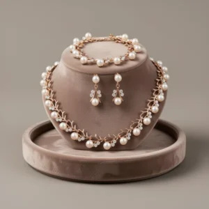 Rrdaily Rhinestone Pearl Wedding Jewelry Set