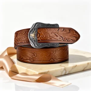 Western Leather Ratchet Belt for Men and Women