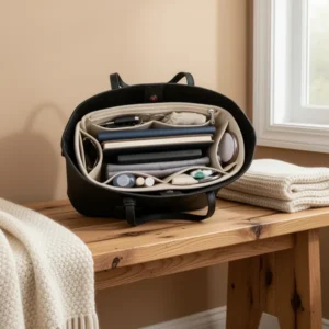 Soft Fabric Lining Purse Organizer, Beige