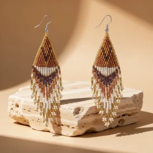 Bohemian Long Tassel Beaded Boho Native Handmade Dangle Earrings