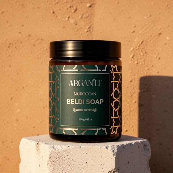 Argan'It Organic Moroccan Black Soap with Premium Oud Perfume, 8.8 oz
