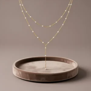 HAXIYA Gold-Tone Pearl Y-Shaped Necklace for Women