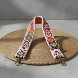 TCOMVEZ Embroidery Flower Purse Strap, Ivory