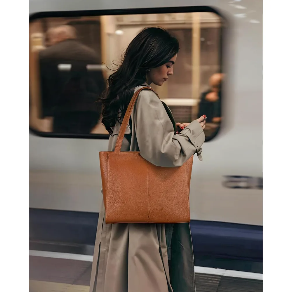 befen leather tote in Cognac Brown, photo 2