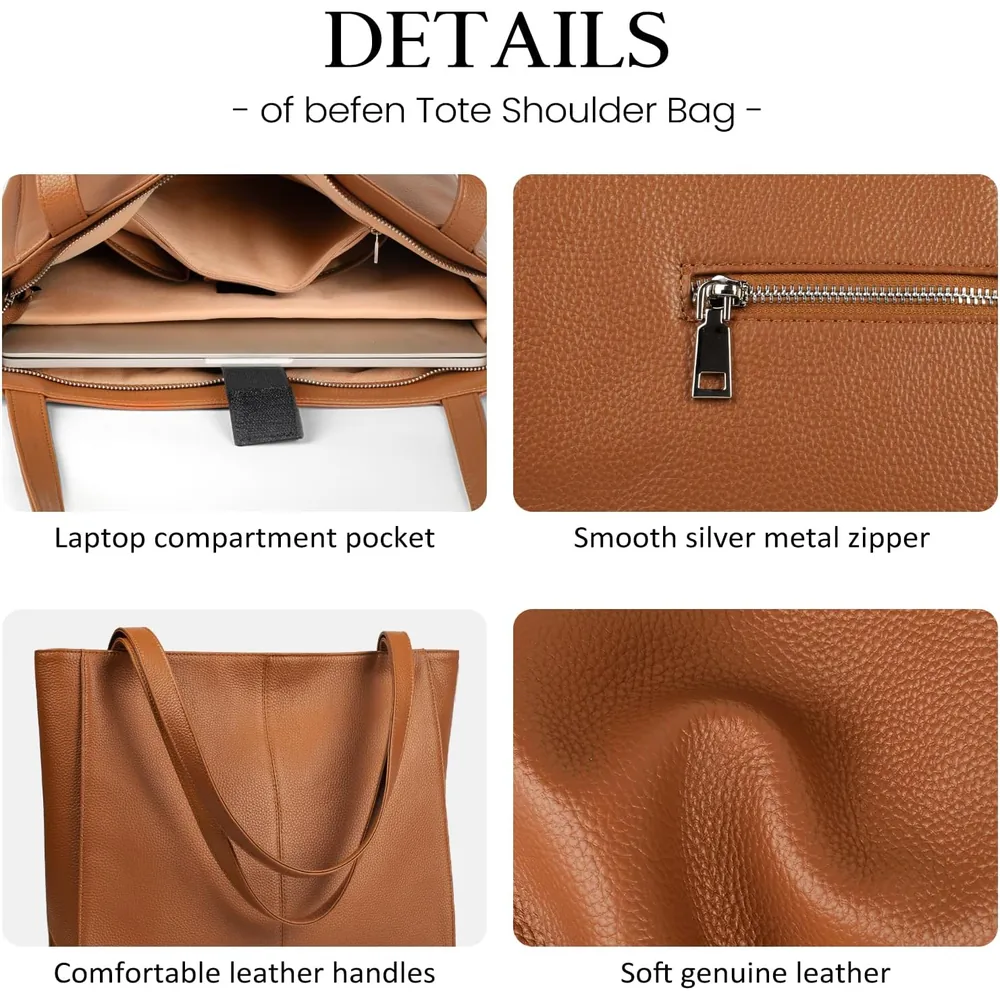 befen leather tote in Cognac Brown, photo 5