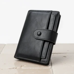Alldaily Small Slim RFID Blocking Leather Wallet for Women, Black