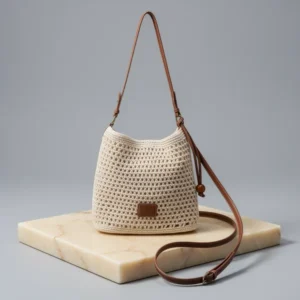 Cotton Fibre Crochet Beach Tote Bag